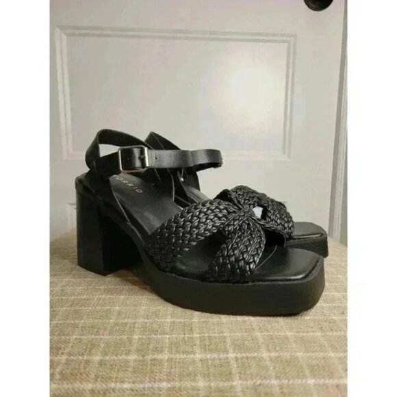 Torrid Shoes - Women's Torrid Black Strap Braided Platform Heeled Sandals Size 7.5 NWOB
